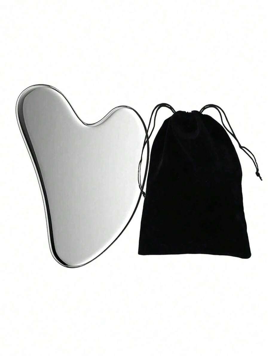Stainless Steel Heart-Shaped Gua Sha Board Facial Massage Tool, Portable Muscle Relaxation Massage Board, Facial And Body De-Puffing Gua Sha Beauty Tool, Suitable For Face, Body, Eyes, Neck Massage And Facial Care