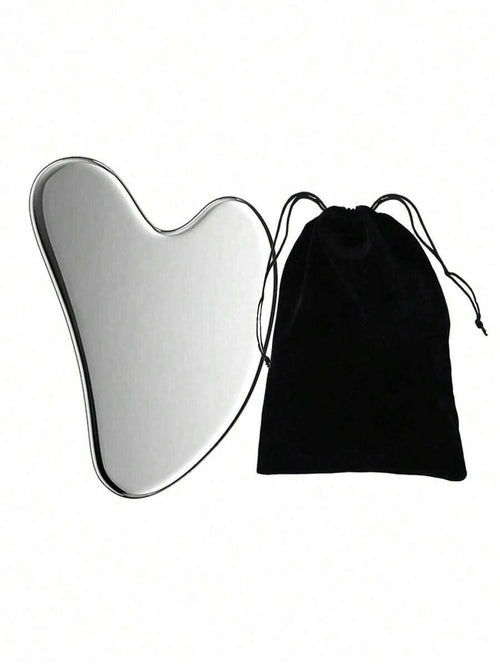 Stainless Steel Heart-Shaped Gua Sha Board Facial Massage Tool, Portable Muscle Relaxation Massage Board, Facial And Body De-Puffing Gua Sha Beauty Tool, Suitable For Face, Body, Eyes, Neck Massage And Facial Care