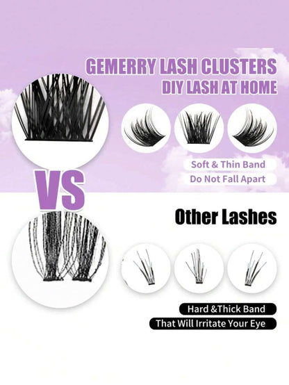 1168/584pcs Wispy Spiky Lash Clusters, Fairy Wild D-Curl Voluminous Segmented Eyelashes, Multi Length Self-Grafting DIY Lash Extensions With Lash Glue, Tweezers Remover, Soft Layered Eye Lashes, For Daily Makeup, Wedding, Party, Travel, Halloween