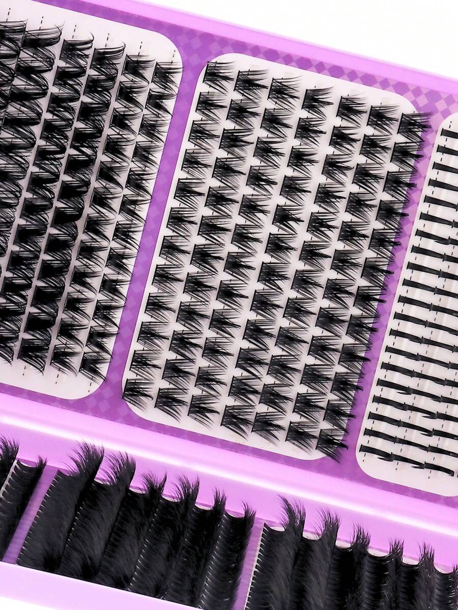 1168/584pcs Wispy Spiky Lash Clusters, Fairy Wild D-Curl Voluminous Segmented Eyelashes, Multi Length Self-Grafting DIY Lash Extensions With Lash Glue, Tweezers Remover, Soft Layered Eye Lashes, For Daily Makeup, Wedding, Party, Travel, Halloween