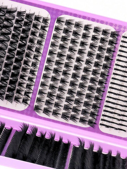 1168/584pcs Wispy Spiky Lash Clusters, Fairy Wild D-Curl Voluminous Segmented Eyelashes, Multi Length Self-Grafting DIY Lash Extensions With Lash Glue, Tweezers Remover, Soft Layered Eye Lashes, For Daily Makeup, Wedding, Party, Travel, Halloween
