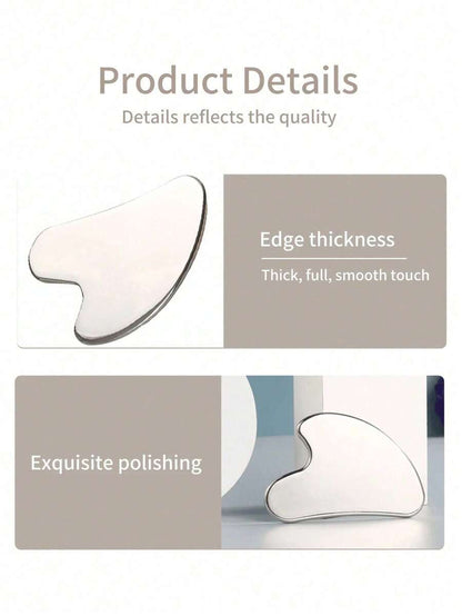 Stainless Steel Heart-Shaped Gua Sha Board Facial Massage Tool, Portable Muscle Relaxation Massage Board, Facial And Body De-Puffing Gua Sha Beauty Tool, Suitable For Face, Body, Eyes, Neck Massage And Facial Care